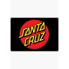 Quadratischer schwarzer Santa Cruz Vinyl-Banner mit dem rot-gelben Classic Dot Logo und Metallösen an den vier Ecken.